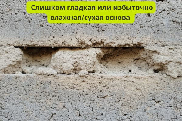 Слишком гладкая или избыточно влажная сухая основа фото